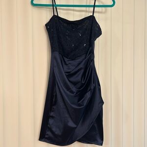 Elegant Navy Blue Sequin Dress